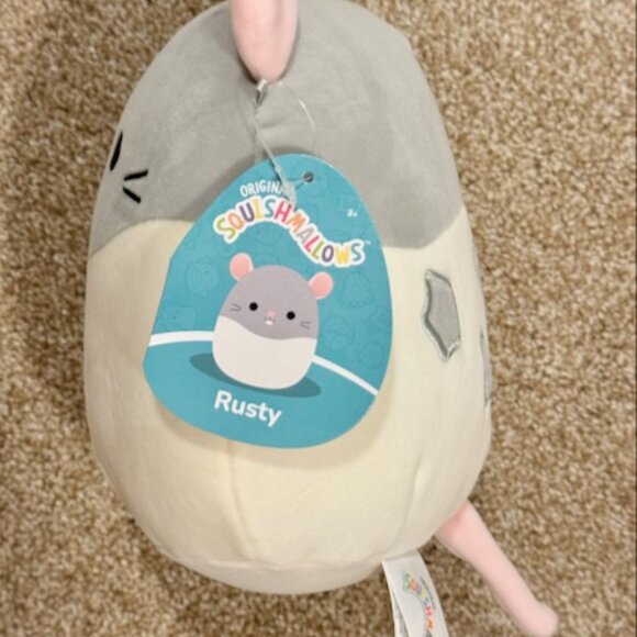 NWT Pet Squishmallows Original 7.5" Rusty the Rat Grey and White 2023 New Plush - Picture 2 of 4